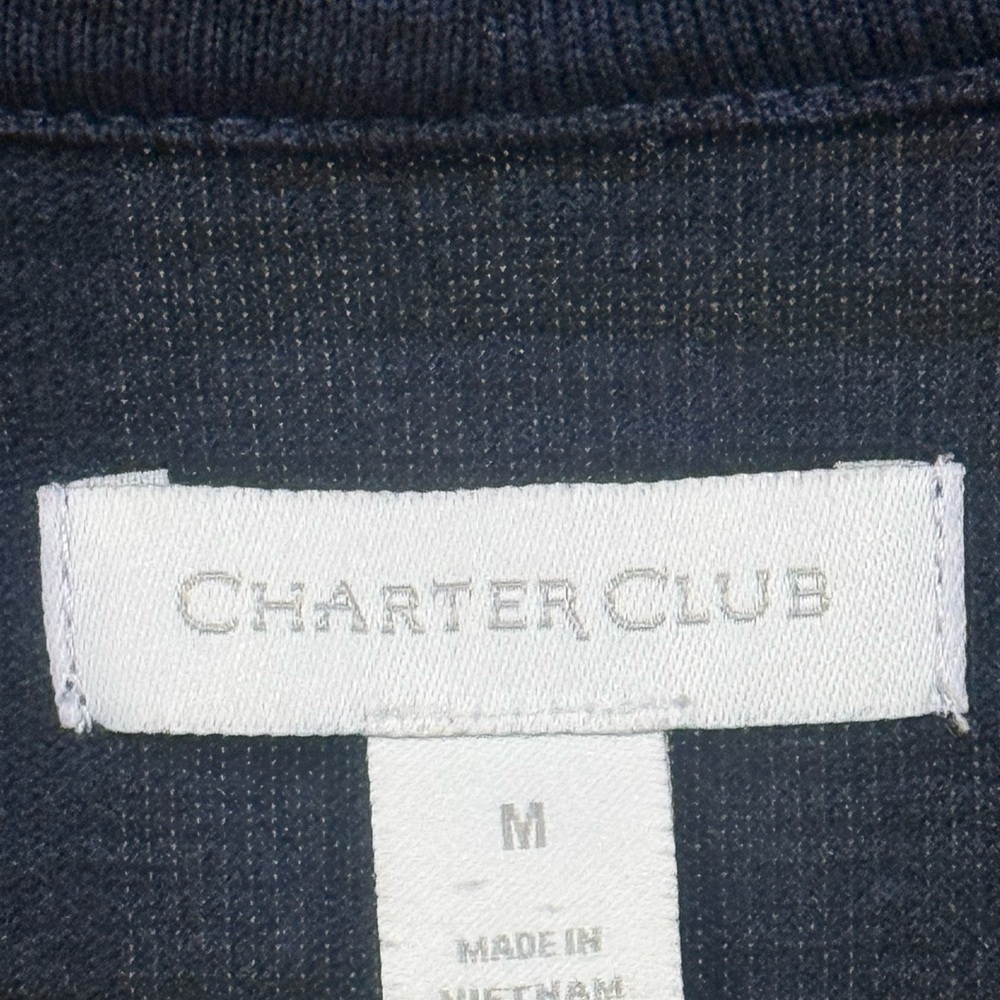 Charter Club Navy Open Cardigan with Sleeve Tie Accent - Picture 5 of 6
